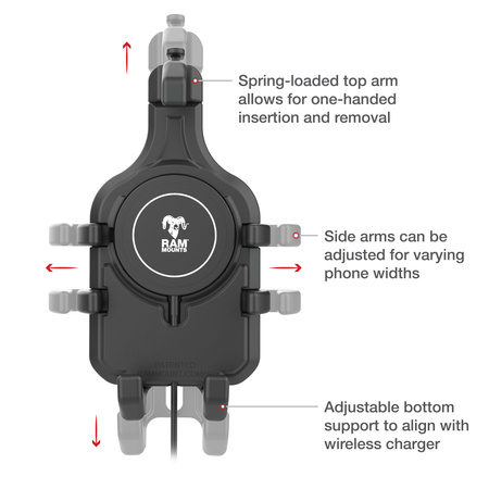 RAM® Quick-Grip™ Pro Suction Cup Mount cu încărcător wireless Qi2 15W
