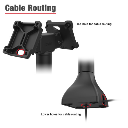 RAM® 7" Pedestal Mount cu adaptoare VESA duble de 75mm
