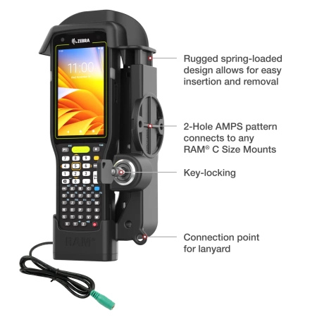RAM® Locking Powered Dock pentru Zebra MC3300 & MC3400