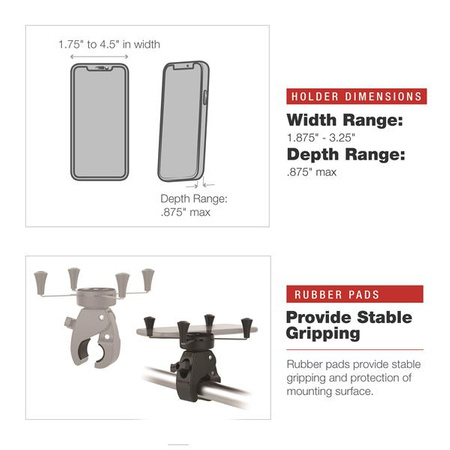 RAM® X-Grip® Suport mare pentru telefon cu Tough-Claw™ mediu cu profil redus