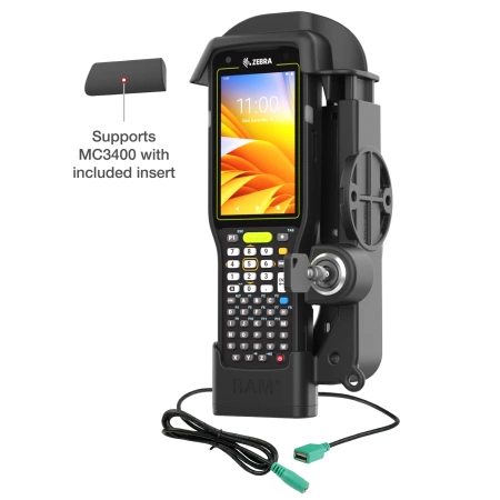 RAM® Locking Powered Dock + USB-A unic pentru Zebra MC3300 & MC3400