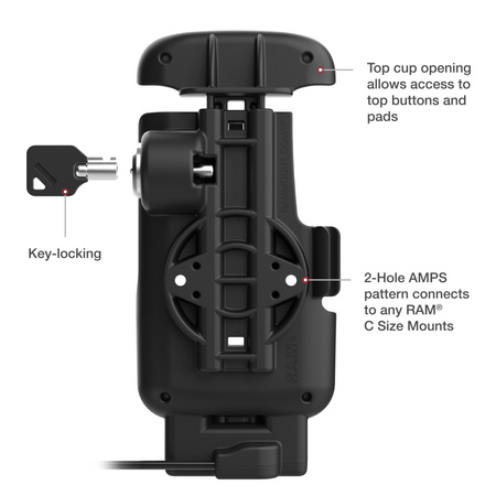RAM® Locking Form-Fit Powered Dock pentru Zebra TC22 & TC27 cu Boot
