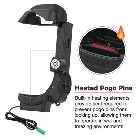 RAM® Locking Powered Dock pentru Zebra MC9400 & MC9300 - știfturi încălzite