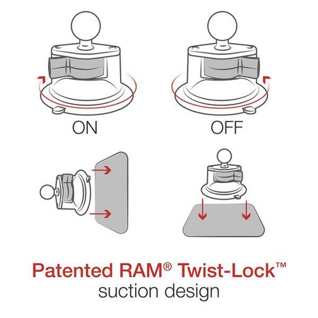Baza cu ventuză RAM® Twist-Lock™ cu bilă
