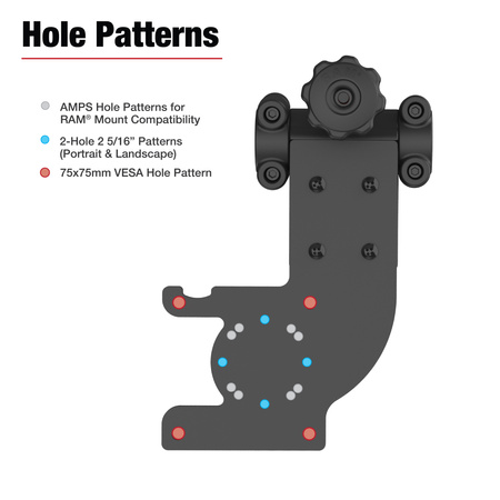 RAM® Friction Hinge Mount cu AMPS și suport VESA pentru Tough-Bar™