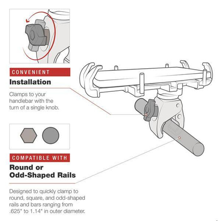 RAM® Quick-Grip™ XL Suport pentru telefon cu profil redus Tough-Claw™