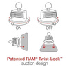 Baza cu ventuză RAM® Twist-Lock™ cu bilă