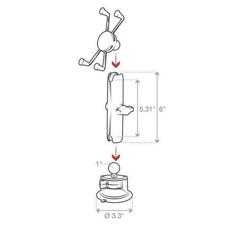 RAM® X-Grip® Suport mare pentru telefon cu ventuză Twist-Lock™ - lung