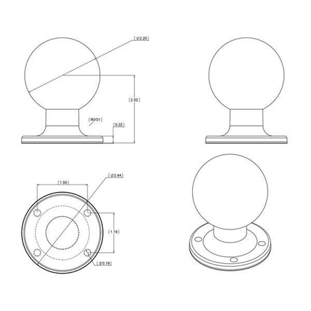 RAM® Placă AMPS rotundă cu bilă