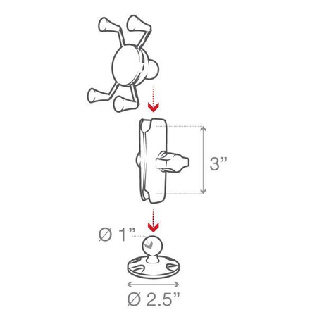 RAM® X-Grip® Suport de telefon din material compozit de înaltă rezistență cu bază de găurire în jos