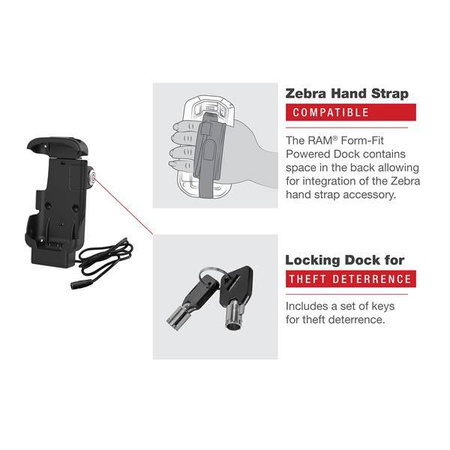 RAM® Key-Locking Form-Fit Powered Dock pentru Zebra TC73 & TC78