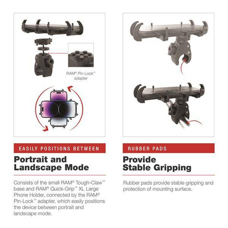 RAM® Quick-Grip™ XL Suport pentru telefon cu profil redus Tough-Claw™