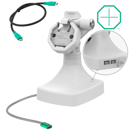 GDS® Uni-Conn™ Powered Locking Tilt &amp; Swivel Dock cu USB-C + Data Gray