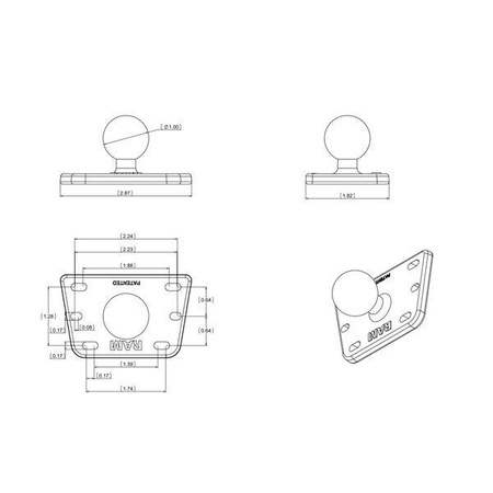 RAM® Capac rezervor centrat Bază sferică