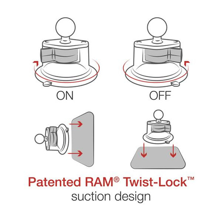 RAM® X-Grip® Suport mare pentru telefon cu ventuză Twist-Lock™ - lung