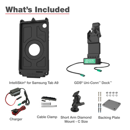 GDS® Uni-Conn™ Klein VALOR PTT Pachet pentru vehicule pentru Samsung Tab A9