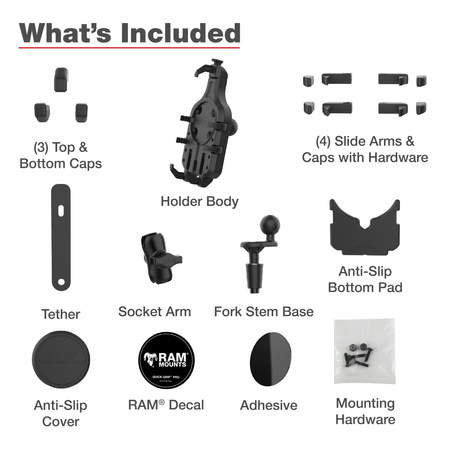 Suport pentru telefon RAM® Quick-Grip™ Pro cu bază pentru tija furcii - scurt