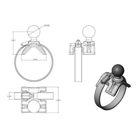 RAM® Strap Hose Clamp Mount cu hardware pentru Garmin GPSMAP + More