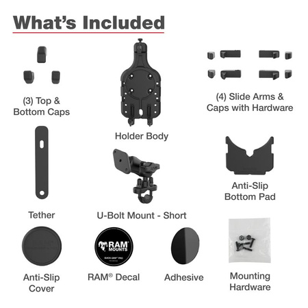 Suport pentru telefon RAM® Quick-Grip™ Pro cu bază U-Bolt pentru ghidon - scurt