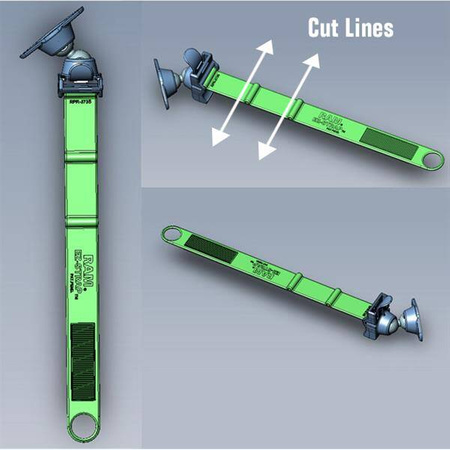 Suport pentru șină RAM® EZ-Strap™ cu bilă dublă și adaptor pentru bază Diamond