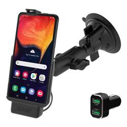 RAM® Powered Suction Cup Mount pentru Samsung XCover Pro cu încărcător