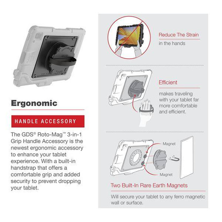 GDS® Roto-Mag™ 3 în 1 Accesoriu pentru mâner de prindere pentru tableta Zebra ET4x 10"
