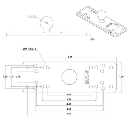 RAM® Universal Marine Electronic Mount - B Dimensiune medie