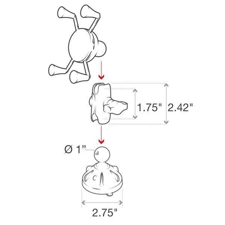 RAM® X-Grip® Suport pentru telefon cu ventuză cu profil redus - scurt