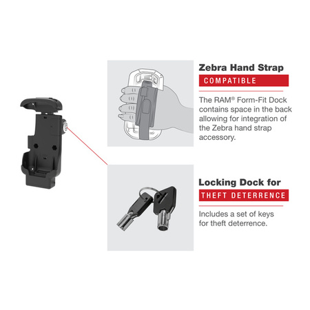 RAM® Key-Locking Form-Fit Holder pentru Zebra TC73 & TC78