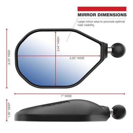 RAM® Tough-Mirror™ Oglinzi stânga și dreapta cu bilă