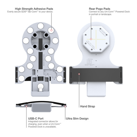 GDS® Tab-Conn™ pentru carcase stil Folio (plăcuțe Pogo spate) - Gri