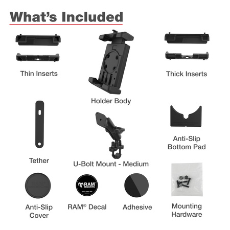 Suport pentru telefon RAM® Quick-Grip™ Pro XL cu bază U-Bolt pentru ghidon - Mediu