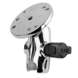 RAM® Chrome braț cu soclu dublu cu placă rotundă - braț scurt