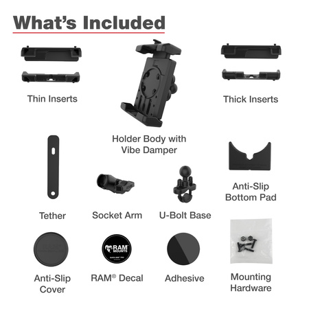 RAM® Quick-Grip™ Pro XL Suport pentru telefon cu amortizare a vibrațiilor, cu bază U-Bolt