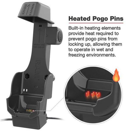 RAM® Powered Dock + USB-A simplu pentru Zebra TC8300 - Pini cu încălzire