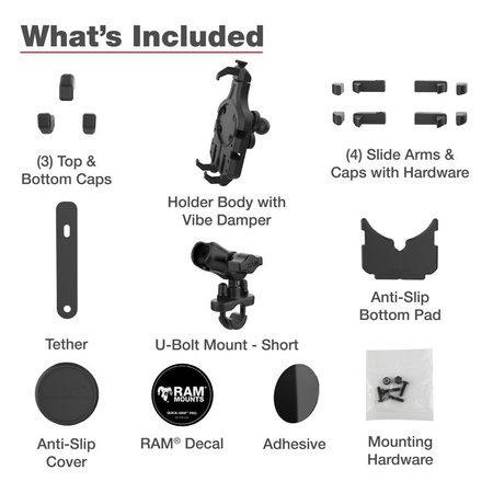 Suport pentru telefon RAM® Quick-Grip™ Pro cu amortizare a vibrațiilor, cu bază U-Bolt