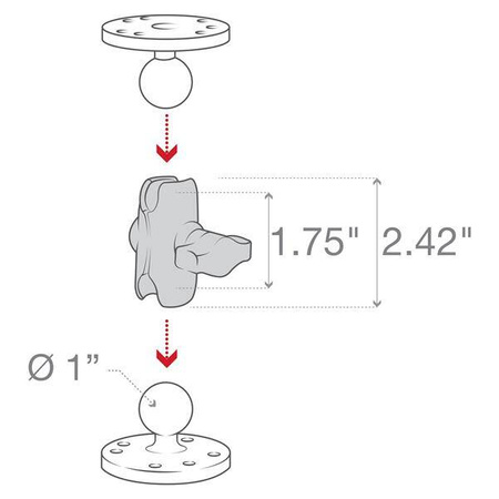 RAM® Braț compozit cu soclu dublu - dimensiune B scurt