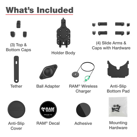 RAM® Quick-Grip™ Pro cu bilă și încărcător wireless Qi2 15W