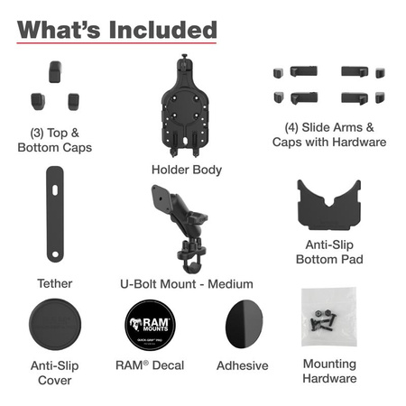 Suport pentru telefon RAM® Quick-Grip™ Pro cu bază de ghidon U-Bolt - Mediu