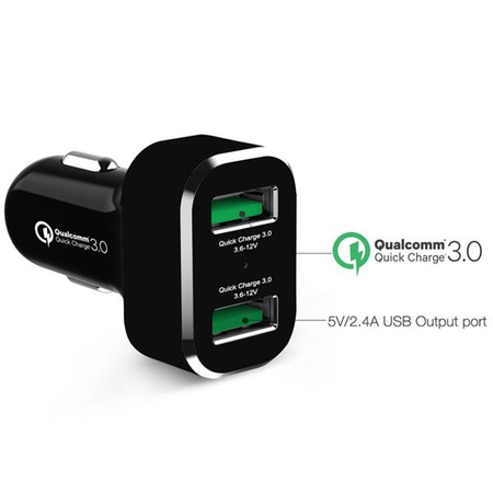 Încărcător de țigară cu 2 porturi USB GDS® cu Qualcomm® Quick Charge™