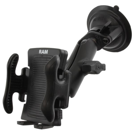Suport cu ventuză RAM® Twist-Lock™ cu suport de telefon cu arc