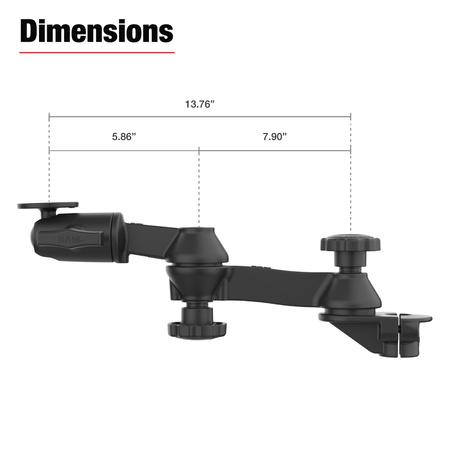 RAM® 90-Degree Dual Swing Arm Mount cu bilă pentru Tough-Bar™