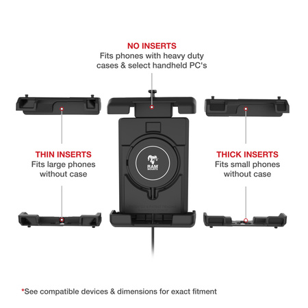 Suport cu ventuză RAM® Quick-Grip™ Pro XL cu încărcător wireless Qi2 15W