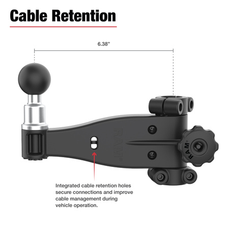 Braț cu balama de fricțiune RAM® cu bilă Pin-Lock™ pentru Tough-Bar™