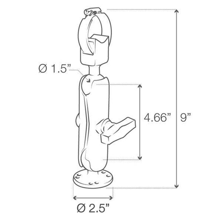 RAM® Trolling Motor Stabilizator cu curea cu clemă pentru furtun - Mediu
