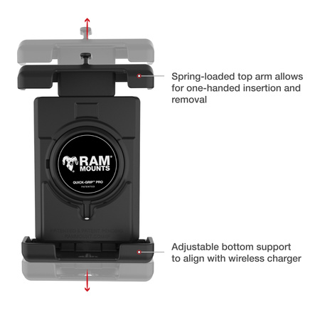 Suport pentru telefon RAM® Quick-Grip™ Pro XL cu bază U-Bolt pentru ghidon - scurt
