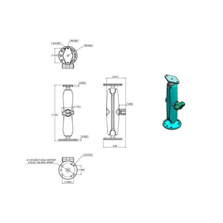 RAM® Suport de foraj cu bilă dublă cu placă diamantată - lung
