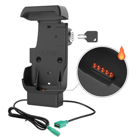 RAM® Locking Powered Dock + USB-A pentru Honeywell CT40/45/47 - știfturi încălzite